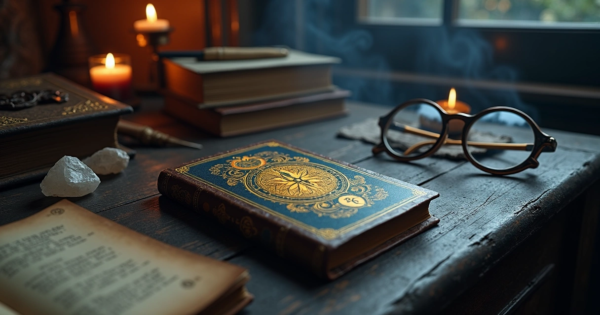 Carta 26 do Baralho Cigano com livros antigos e aura mística
